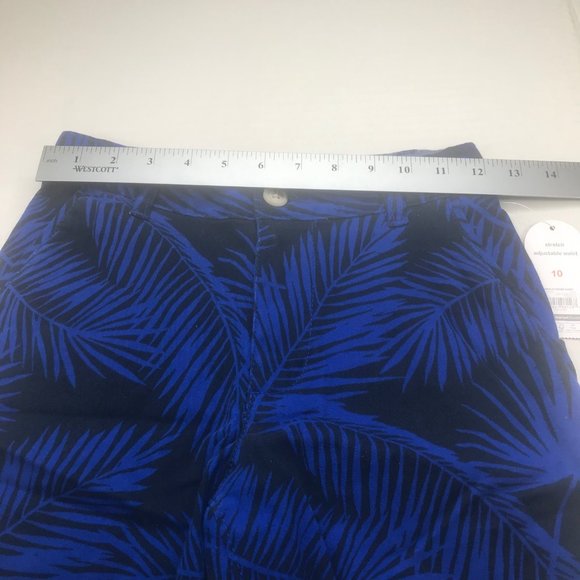Wonder Nation Boy's Size 10 Adjustable Waist Flat Front Short Blue Palm Leaf New - Picture 8 of 13